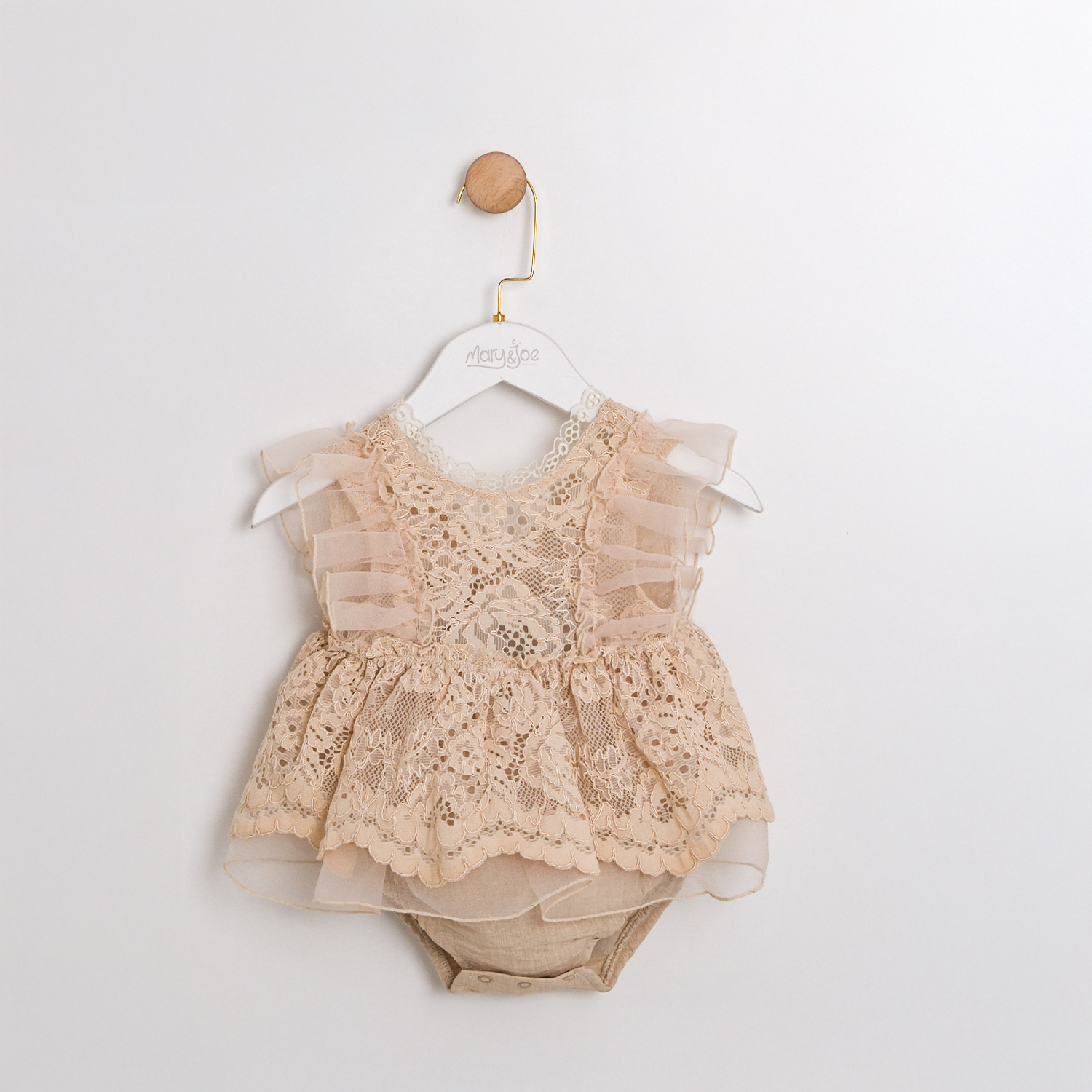 FİYONK BAĞLAMALI DANTELLİ ÖZEL TASARIM KIZ BEBEK ROMPER