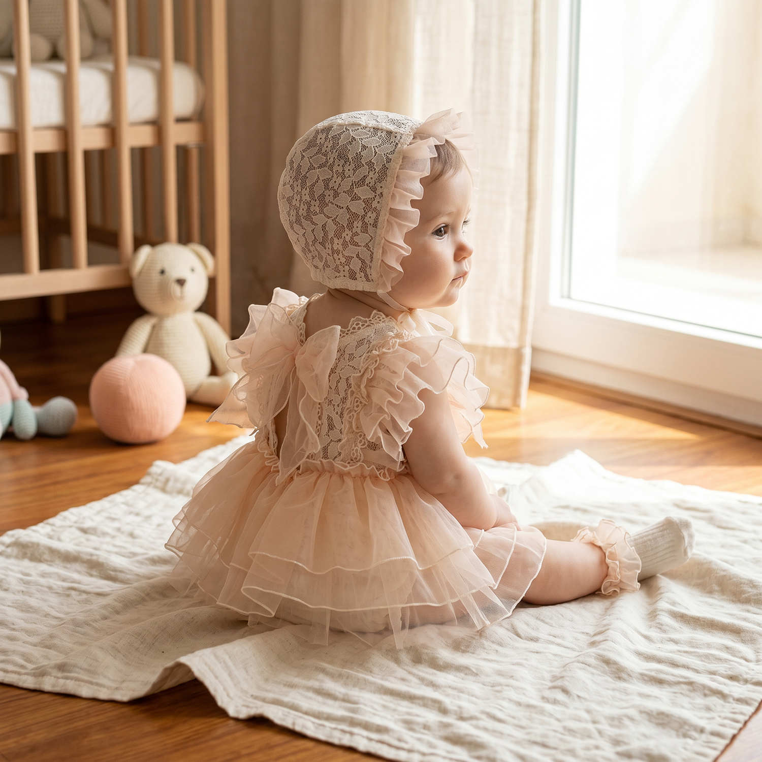ÖZEL GÜN İÇİN KIZ BEBEK ROMPER TAKIM