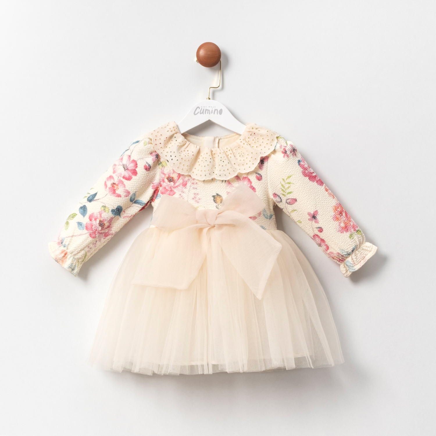 FİYONK BAĞLAMALI TÜLLÜ KIZ ÇOCUK ELBİSE