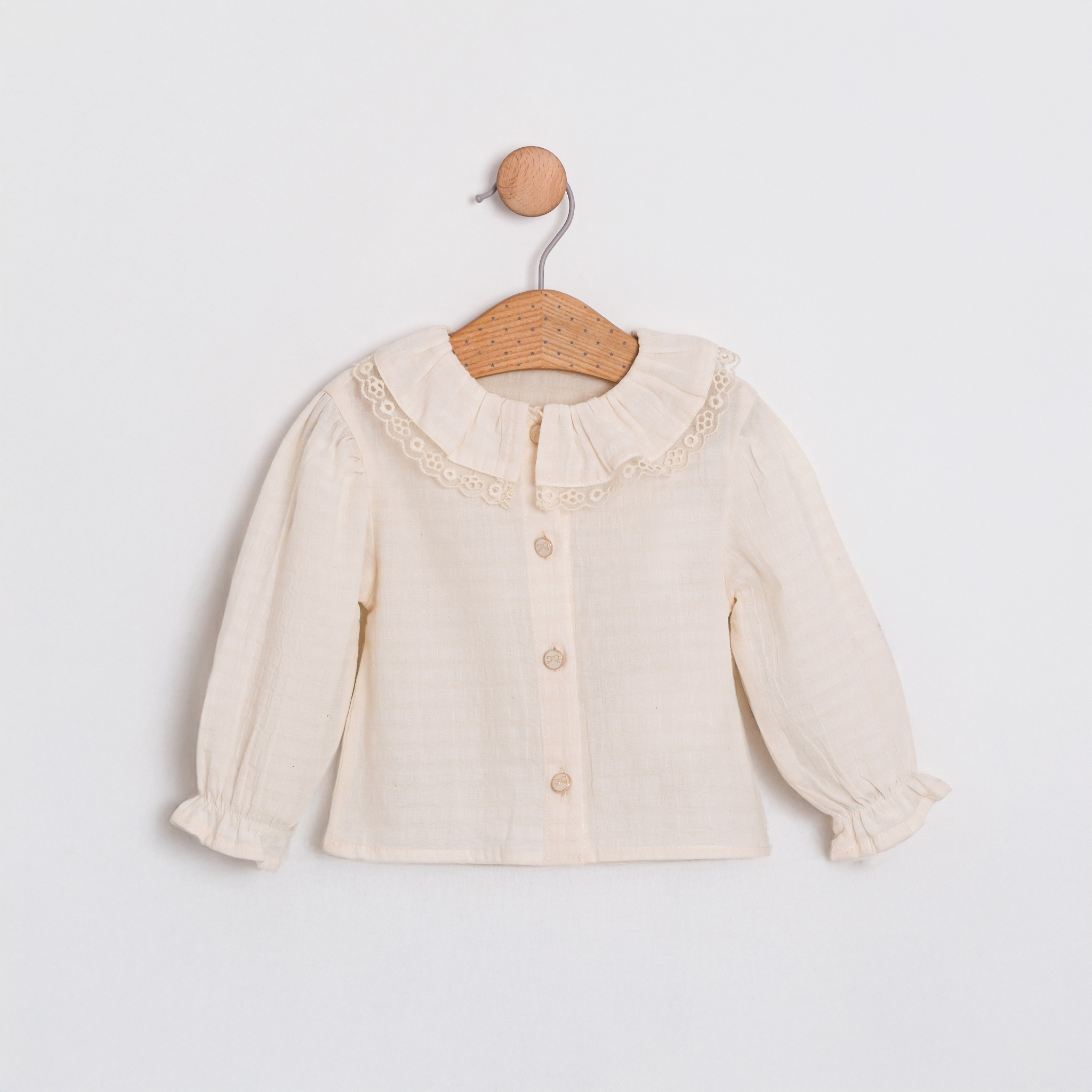 KIZ BEBEK BEJ DANTEL YAKALI GÖMLEK