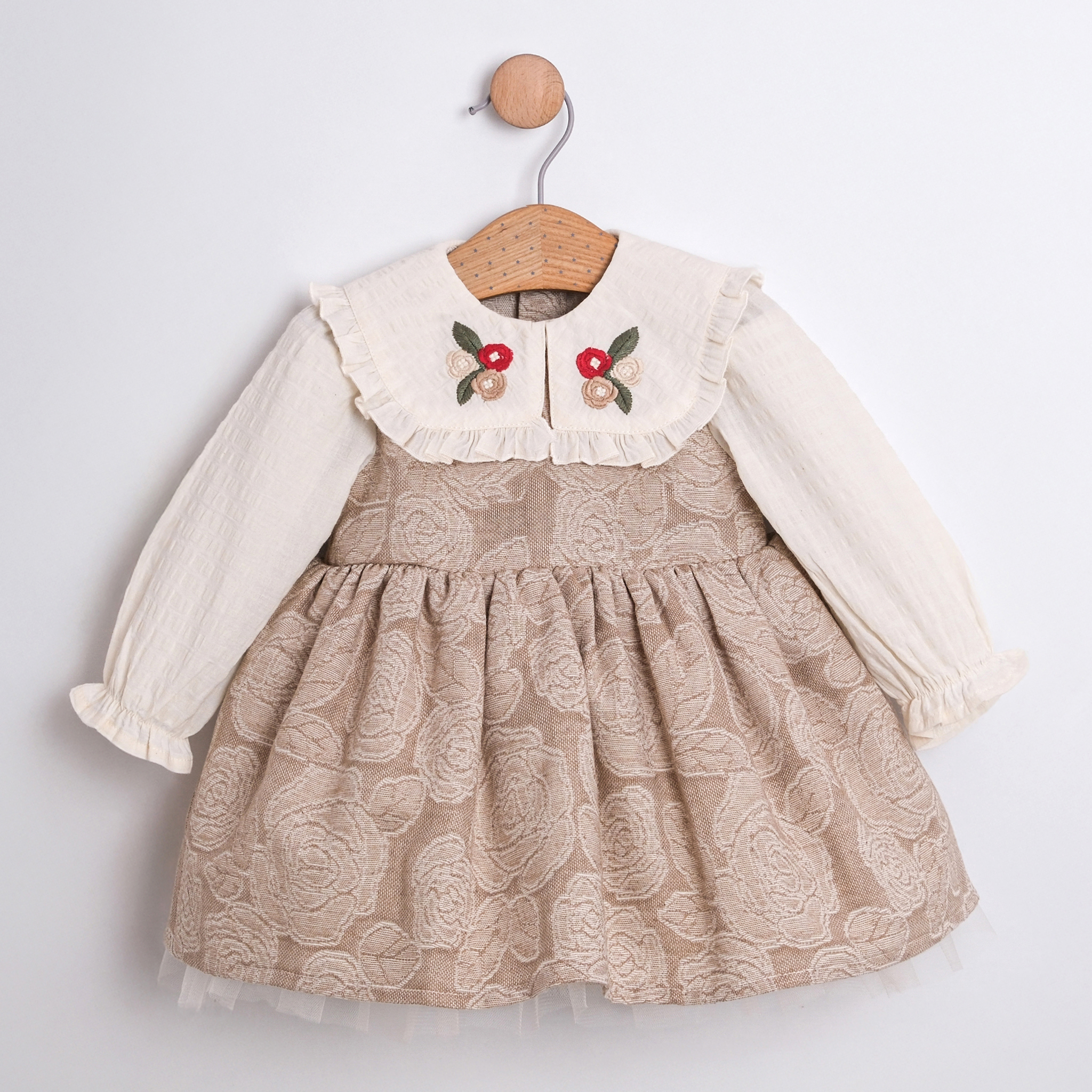 VİNTAGE YAKALI KIZ BEBEK ELBİSE