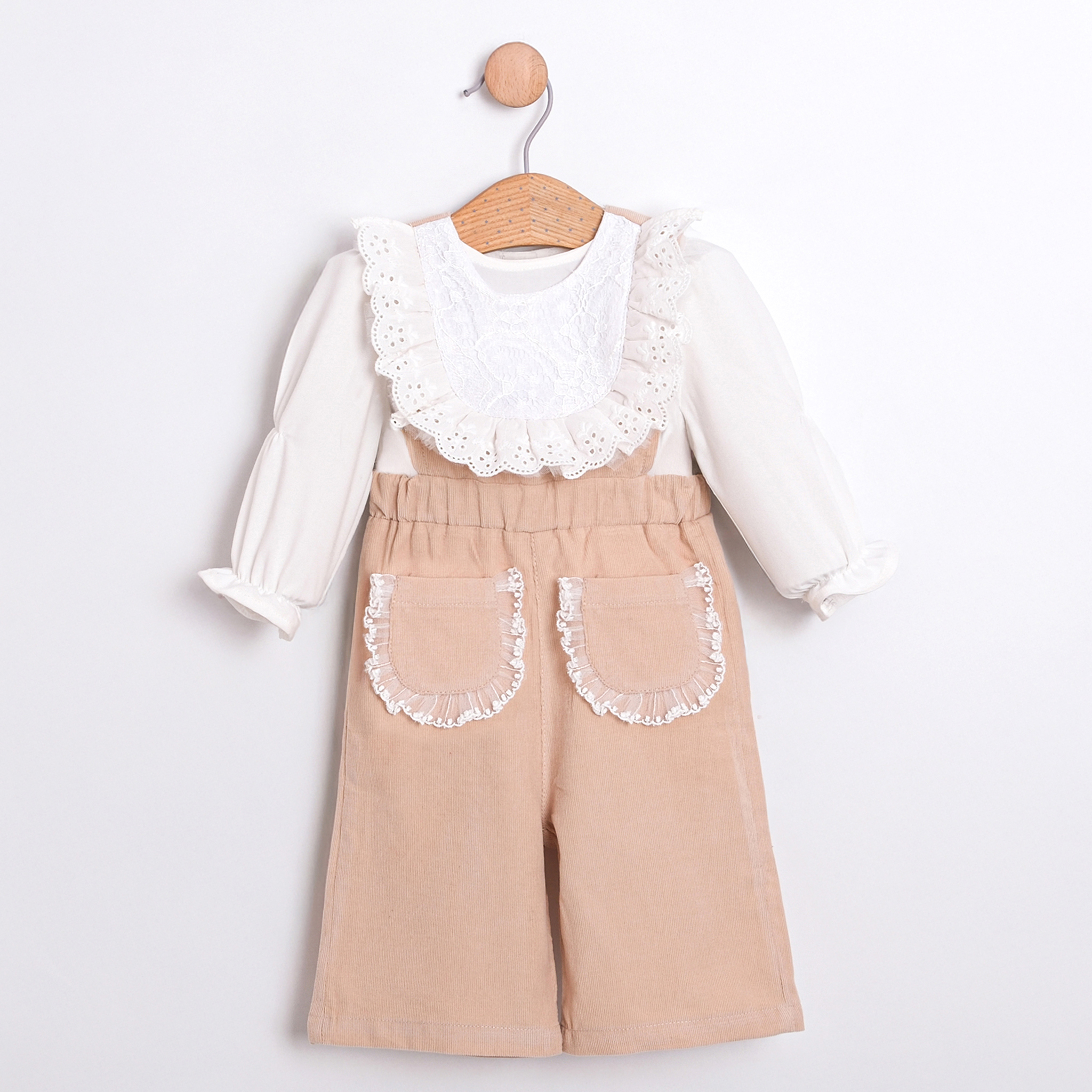 VİNTAGE YAKALI GÖMLEKLİ KIZ BEBEK TULUM