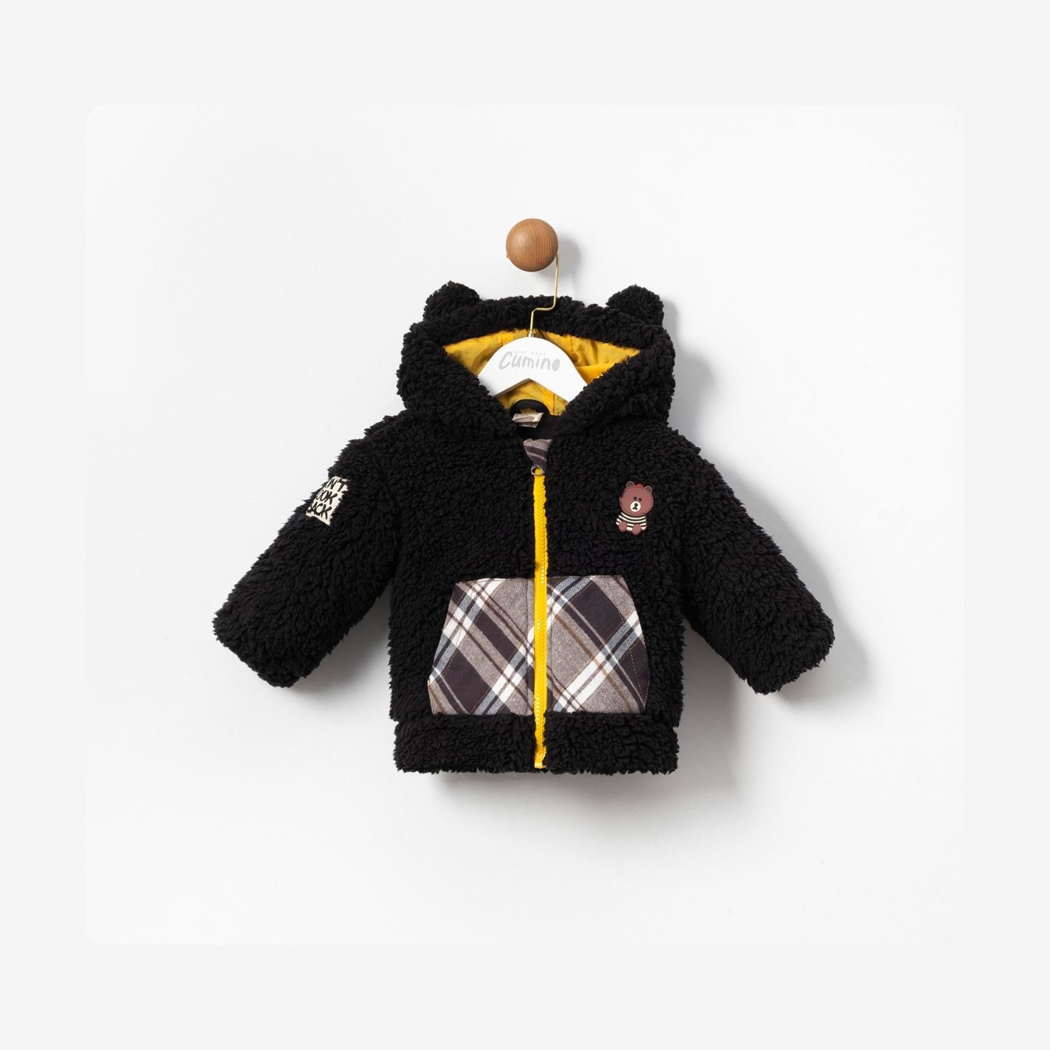 Cumino Lukas Siyah Kapşonlu Fermuarlı  Erkek Çocuk Mont 9-12-18-24 Ay