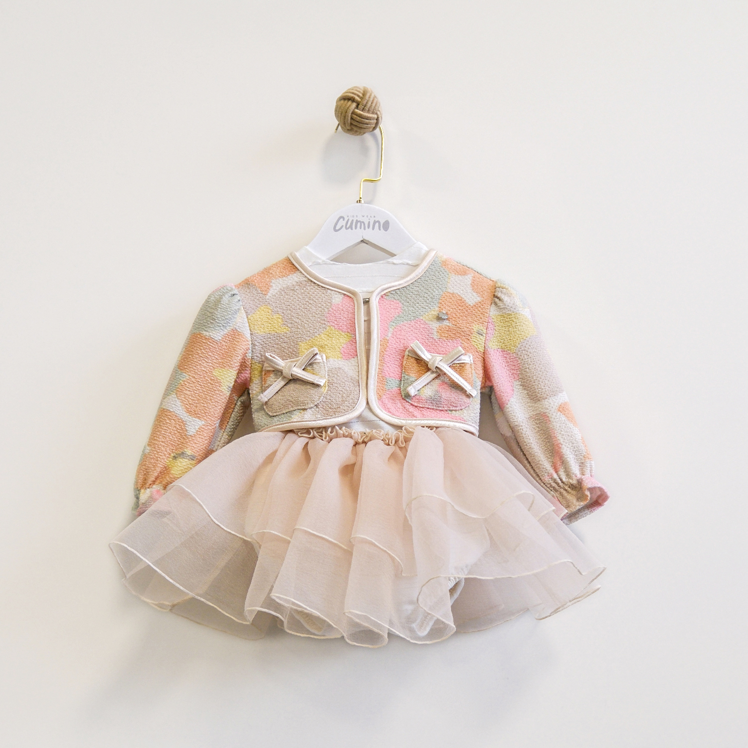 KIZ BEBEK 3 LÜ TAKIM ORGANZE TÜLLÜ ETEK BOLERO
