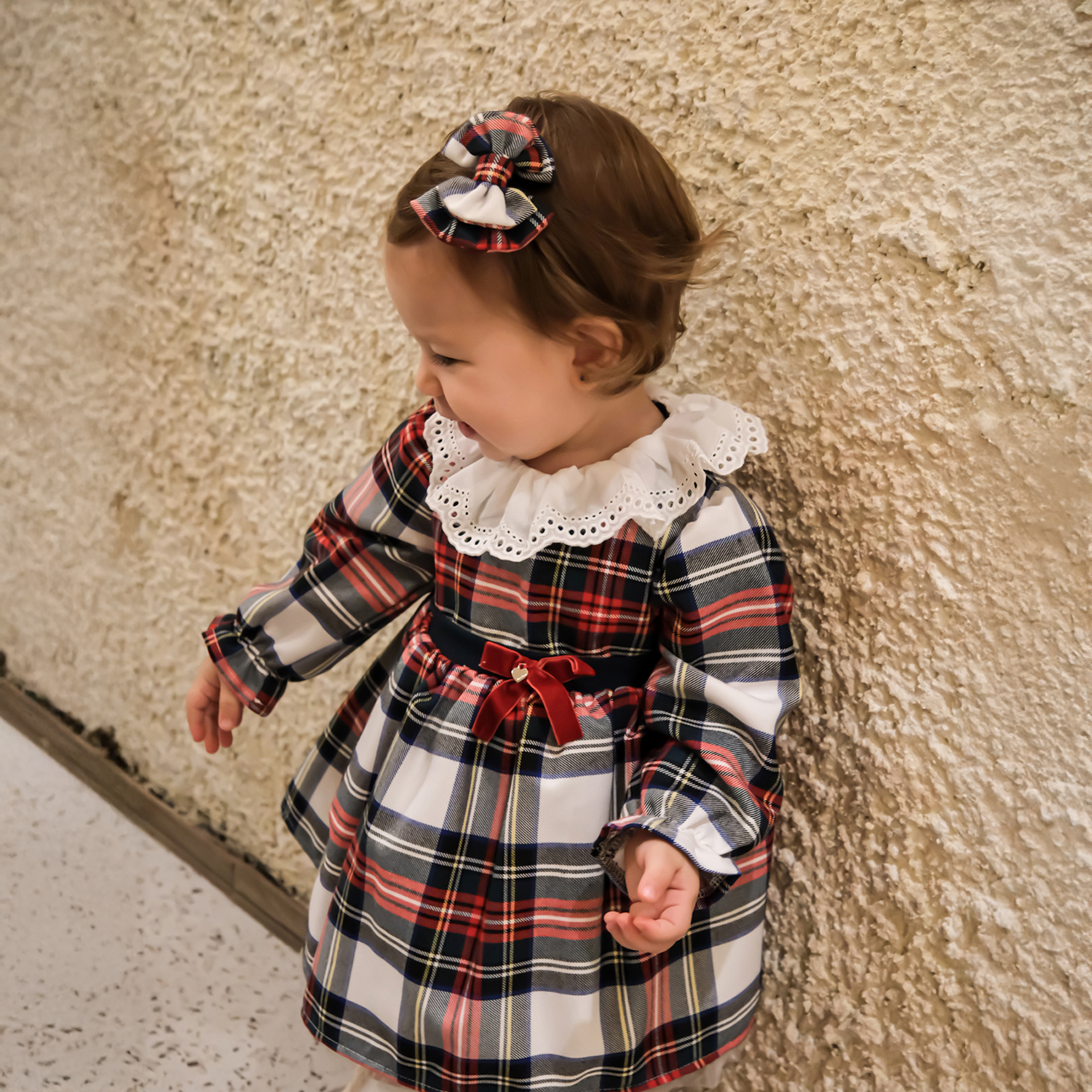 KIRMIZI EKOSELİ KIZ BEBEK ELBİSE