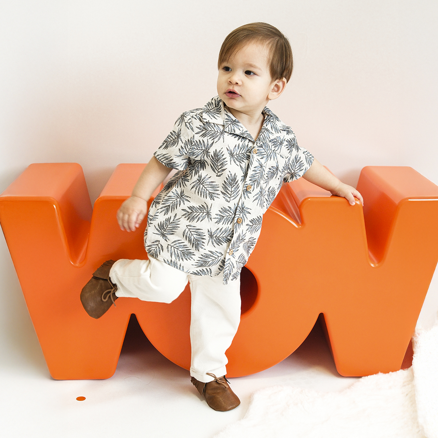 PALMİYE AĞAÇ DESENLİ YAZLIK ERKEK BEBEK İKİLİ TAKIM