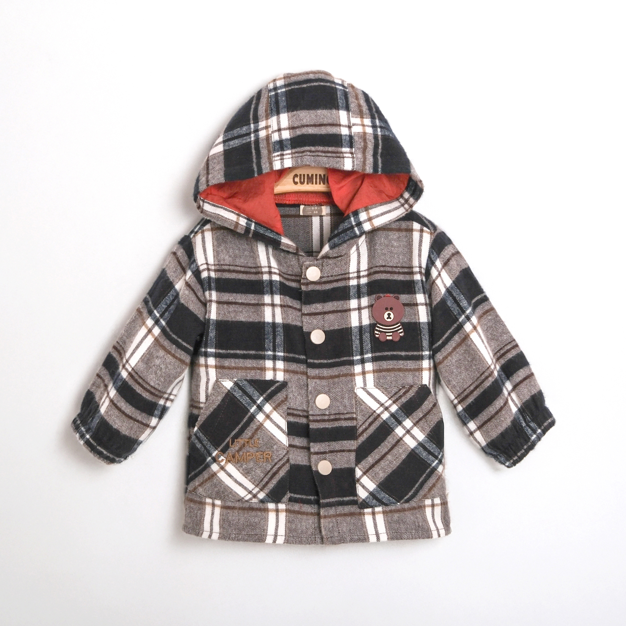 KAPŞONLU ODUNCU GÖMLEKLİ ERKEK BEBEK TAKIM