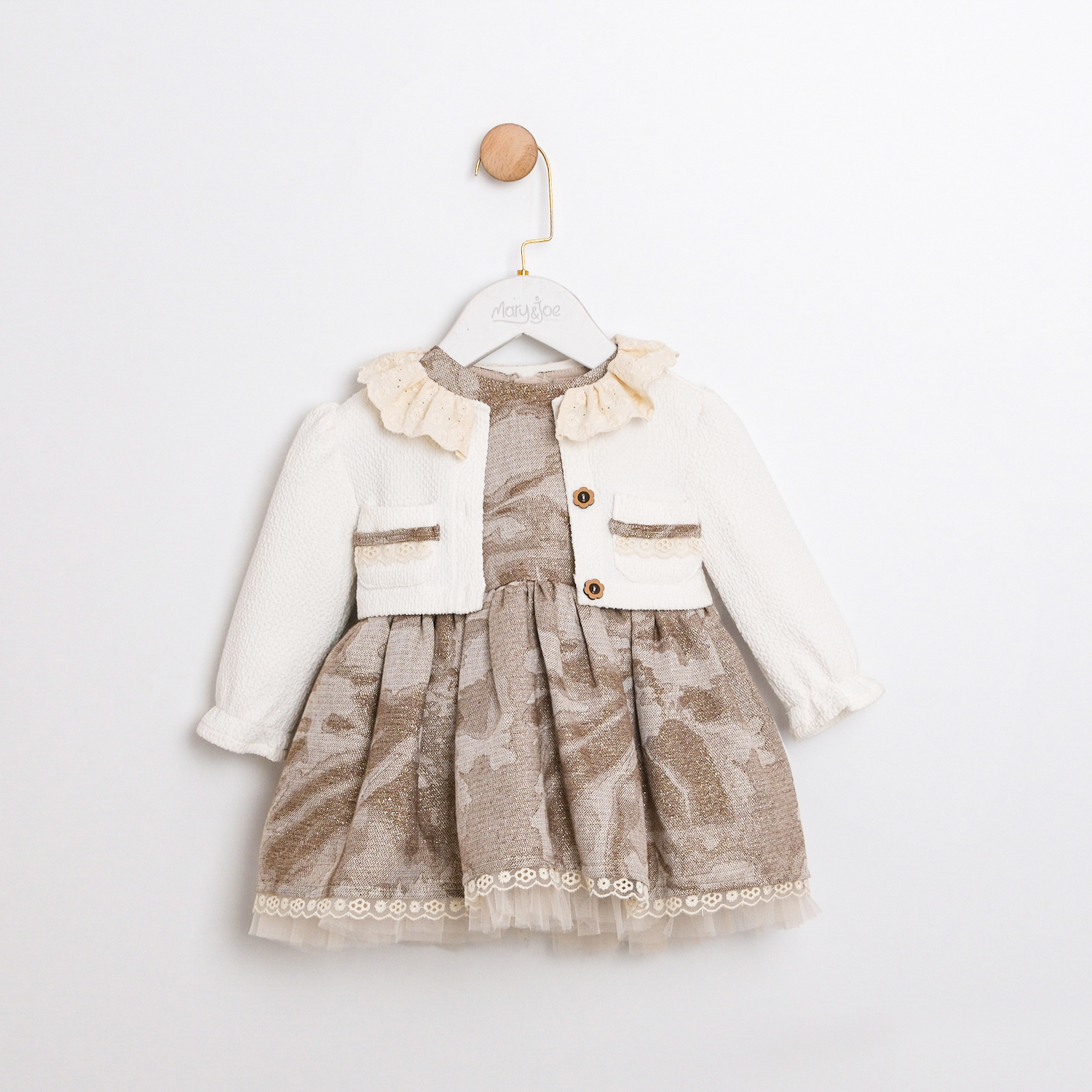 VİNTAGE BOLEROLU KIZ BEBEK ELBİSE