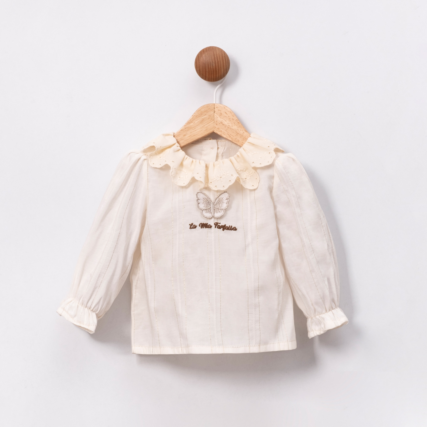 KIZ BEBEK DANTEL YAKA KELEBEK - NAKIŞ YAZILI