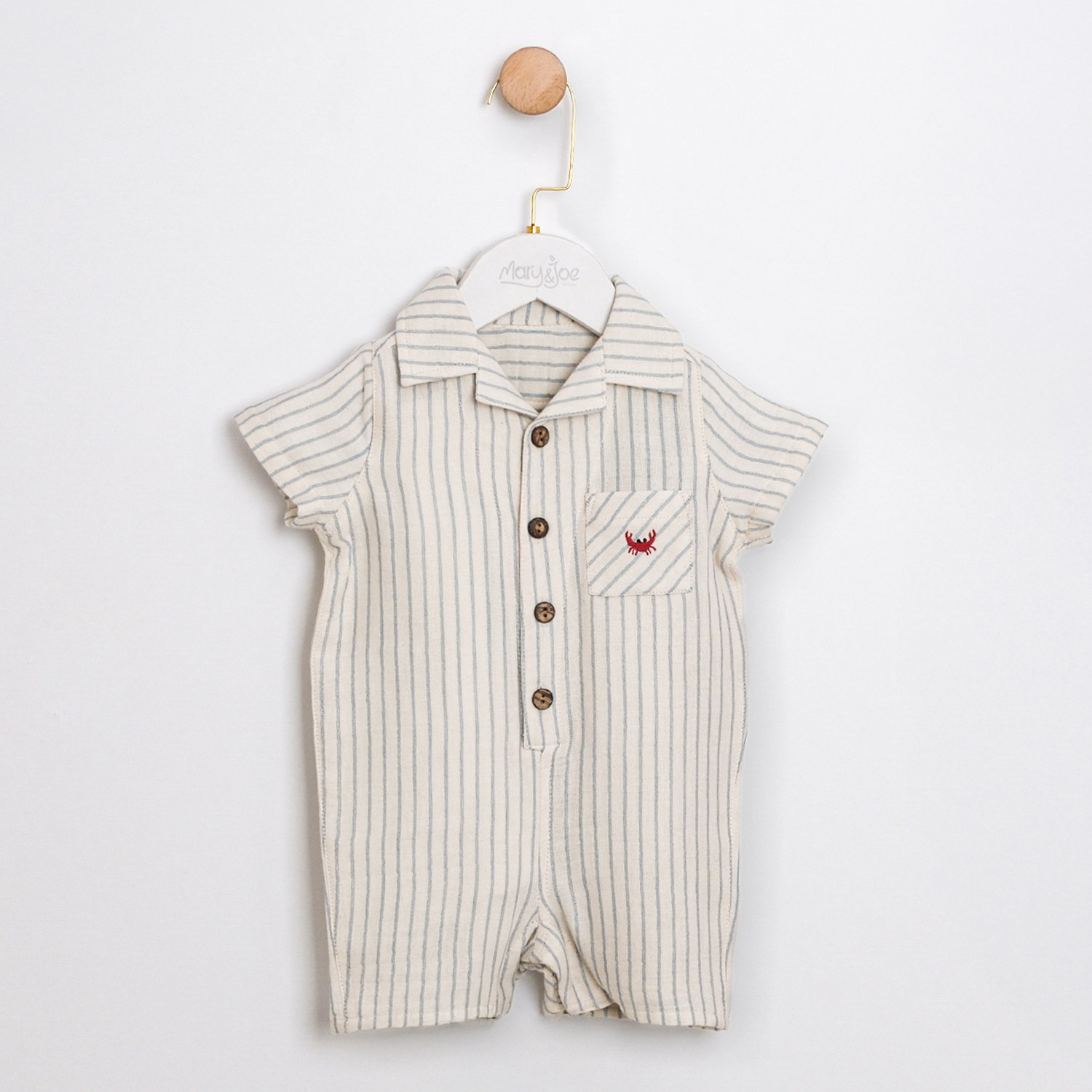 AHŞAP DÜĞMELİ ÇİZGİLİ ERKEK TULUM