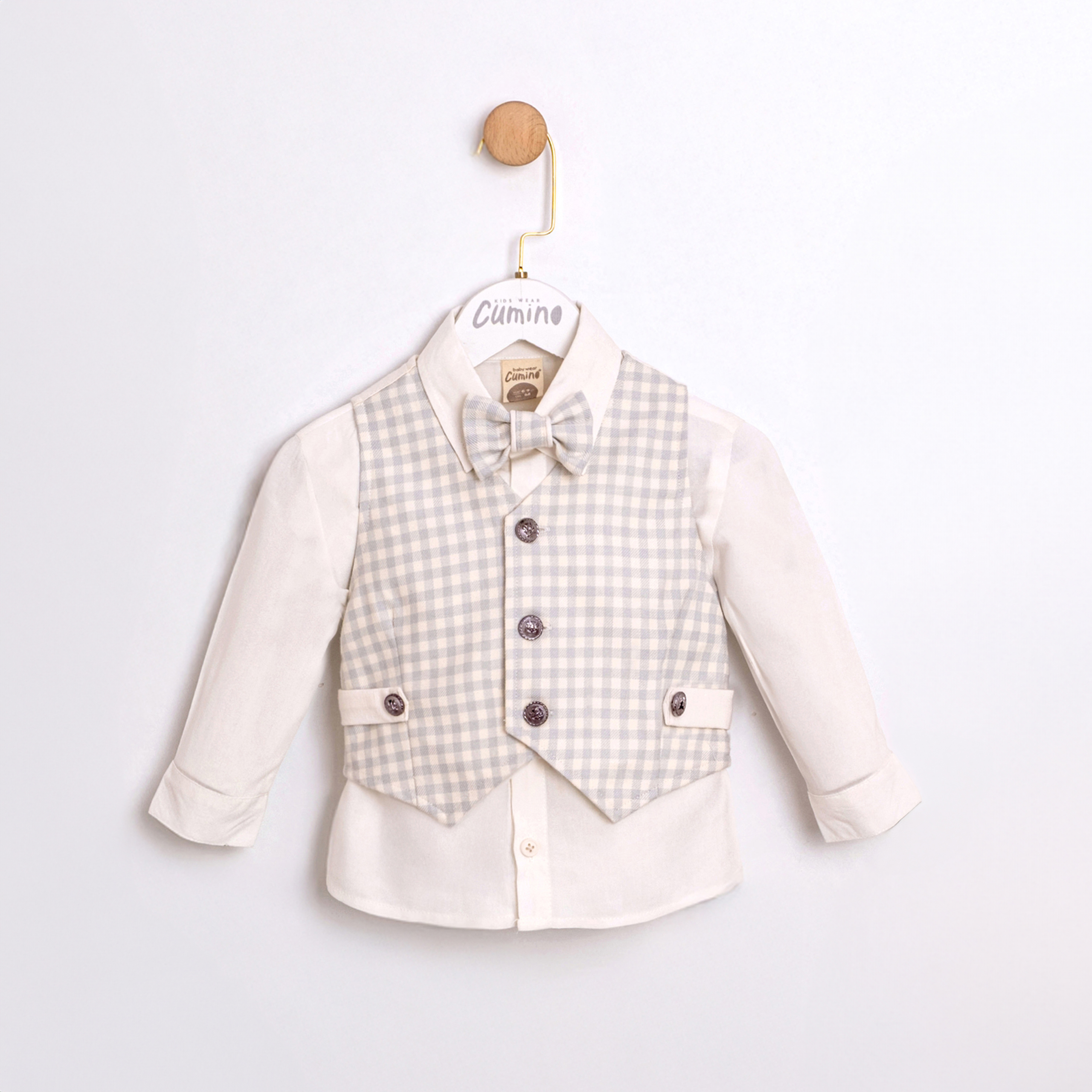 ERKEK 3LÜ TAKIM GÖMLEK YELEK PAPYON