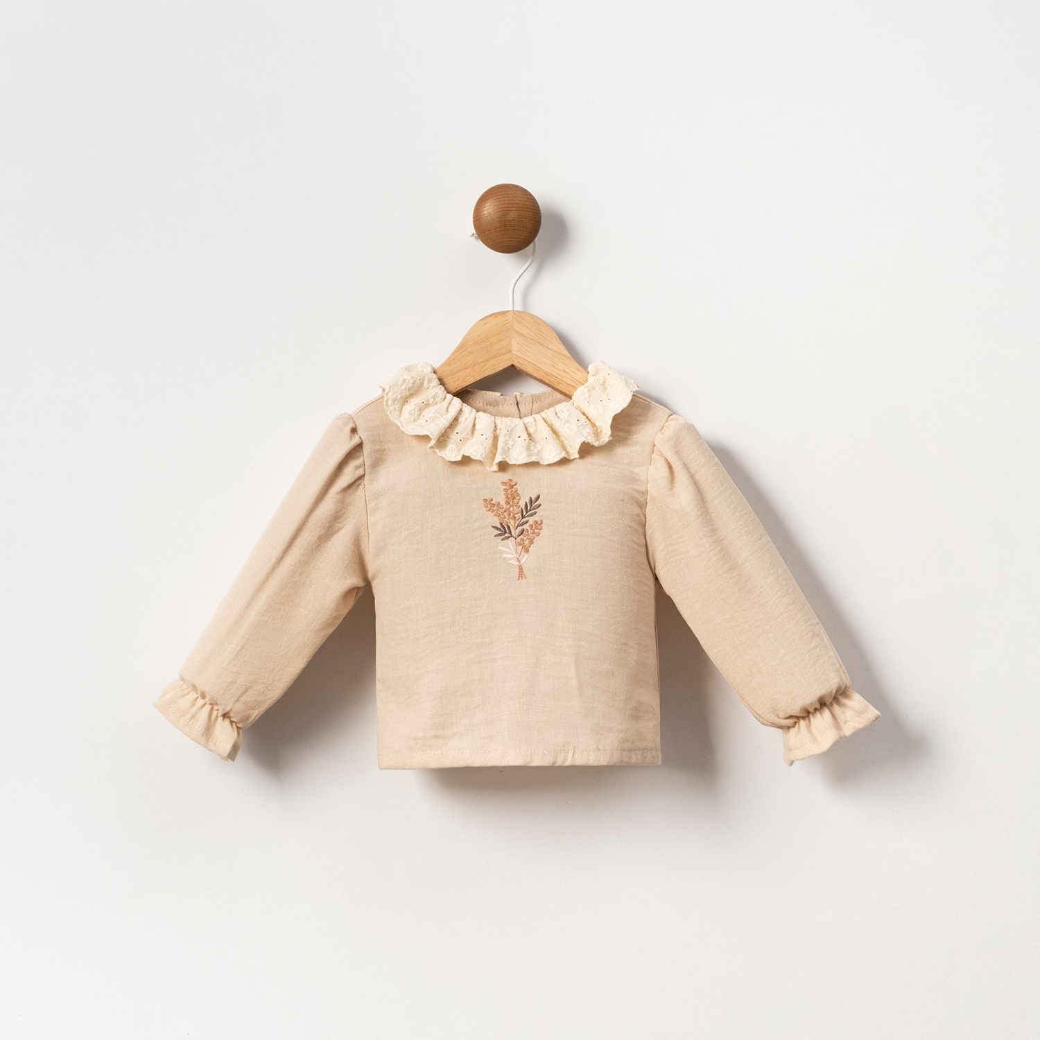 KIZ BEBEK BEJ NAKIŞLI GÖMLEK