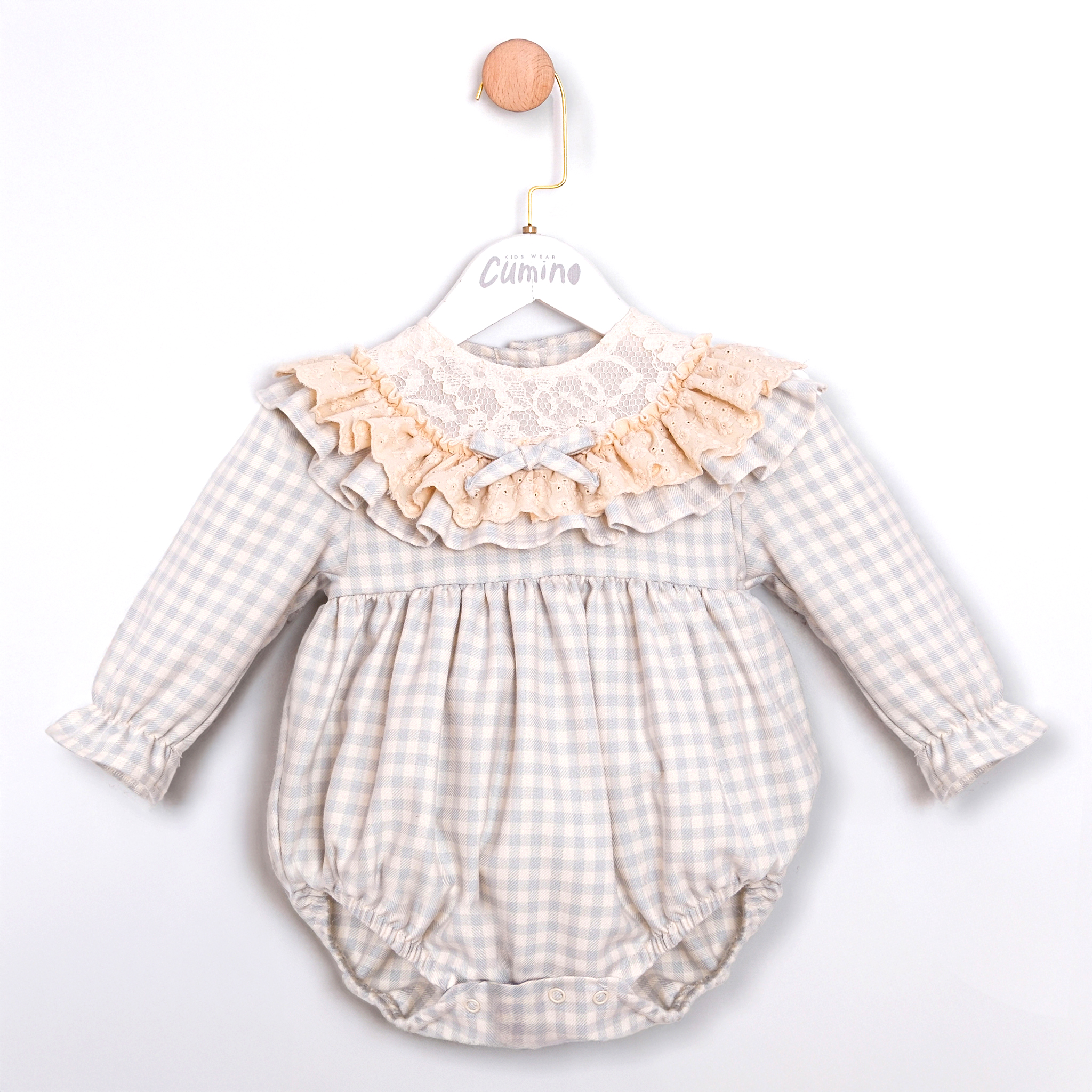 PÖTİKARELİ FIRFIR YAKALI KIZ BEBEK TULUM