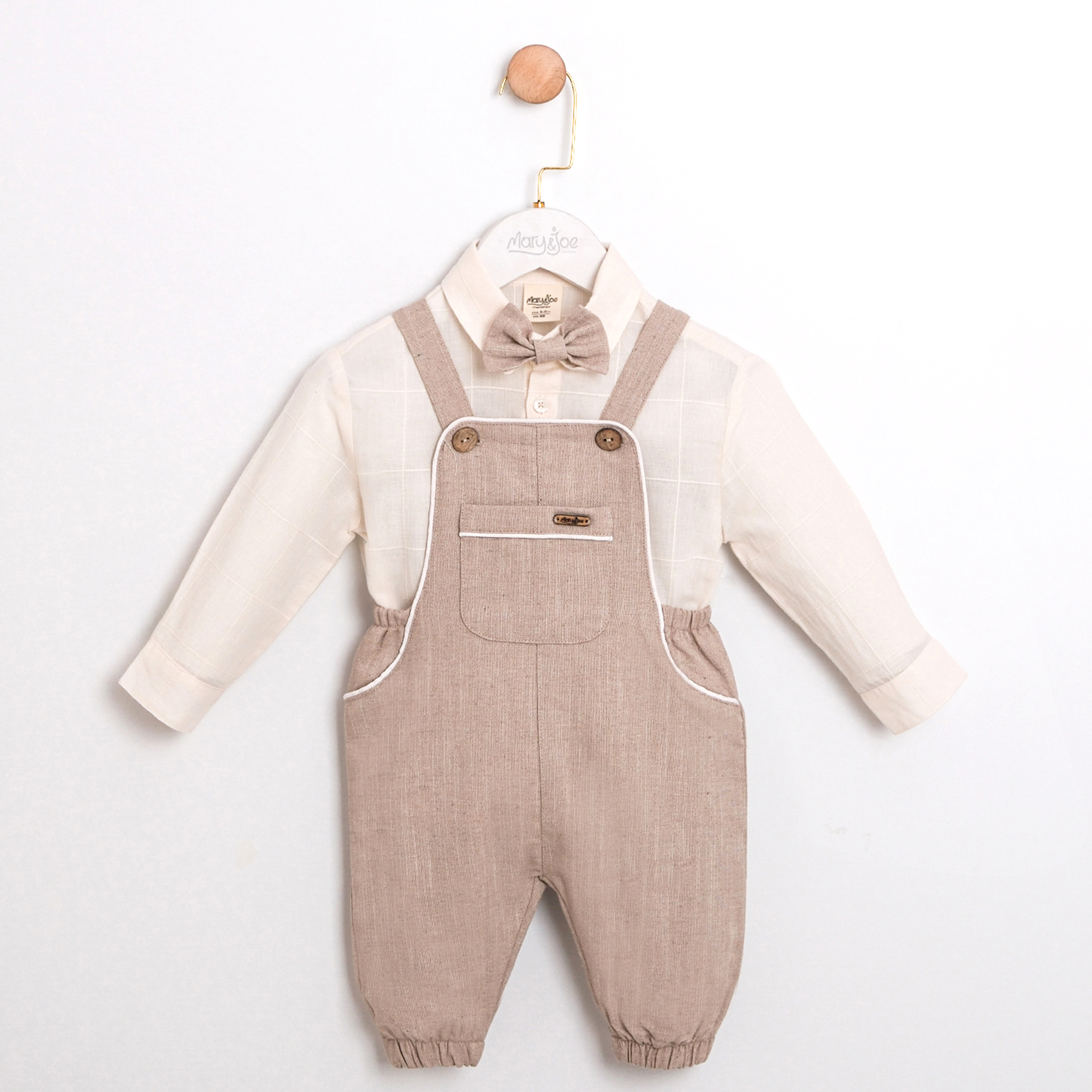 MİNİ STİL PAPYONLU GÖMLEKLİ ERKEK BEBEK TULUM