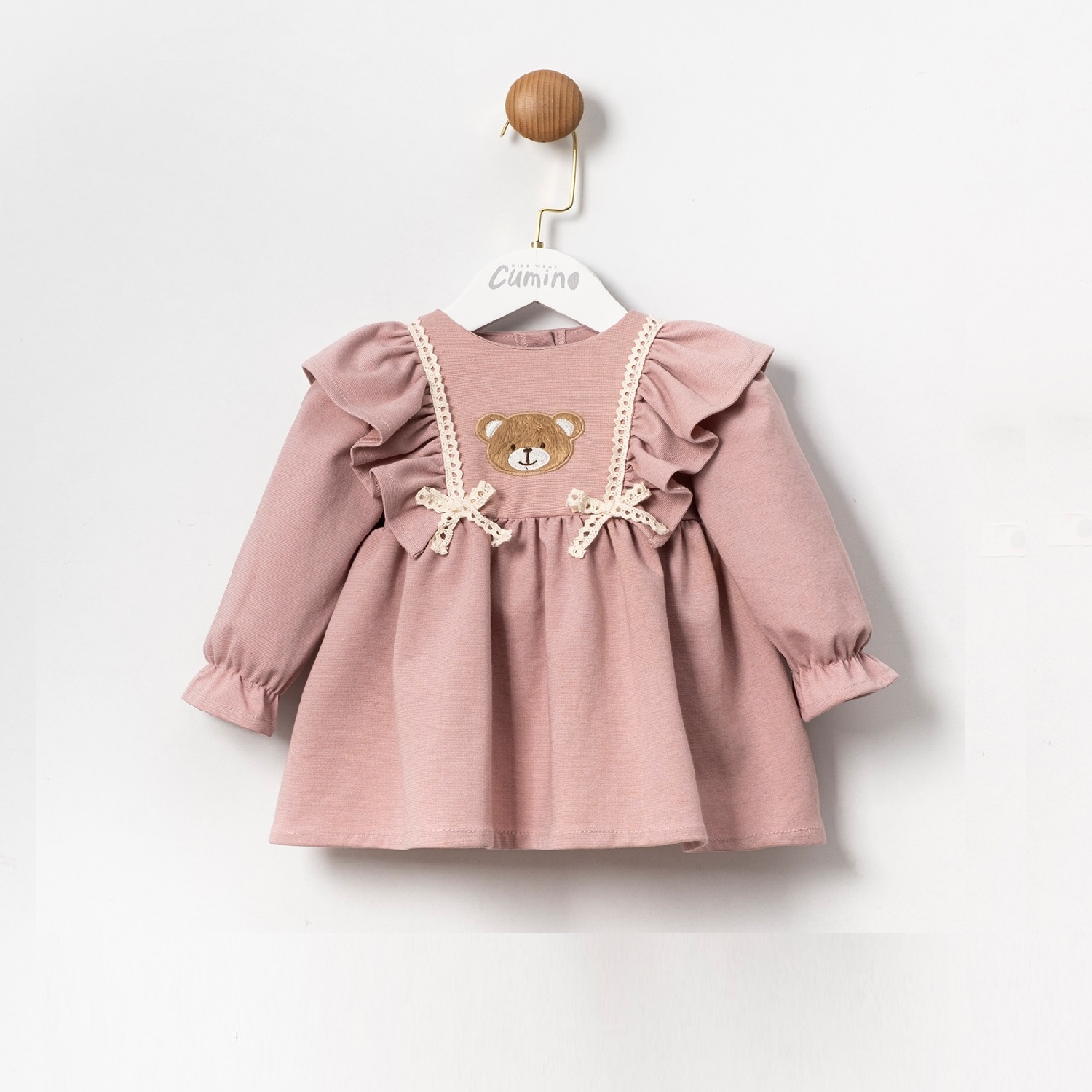 Cumino Sophie Pudra Vizon Kız Çocuk Elbisesi 9-12-18-24 Ay