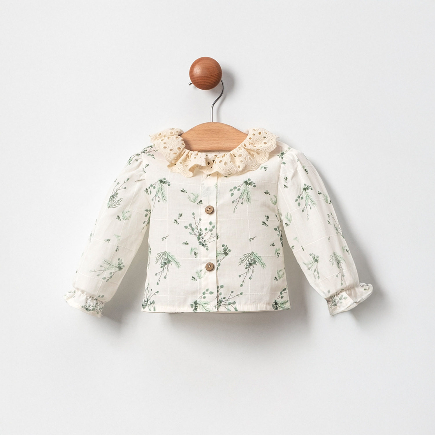 KIZ BEBEK GÖMLEK DANTEL YAKALI BEJ