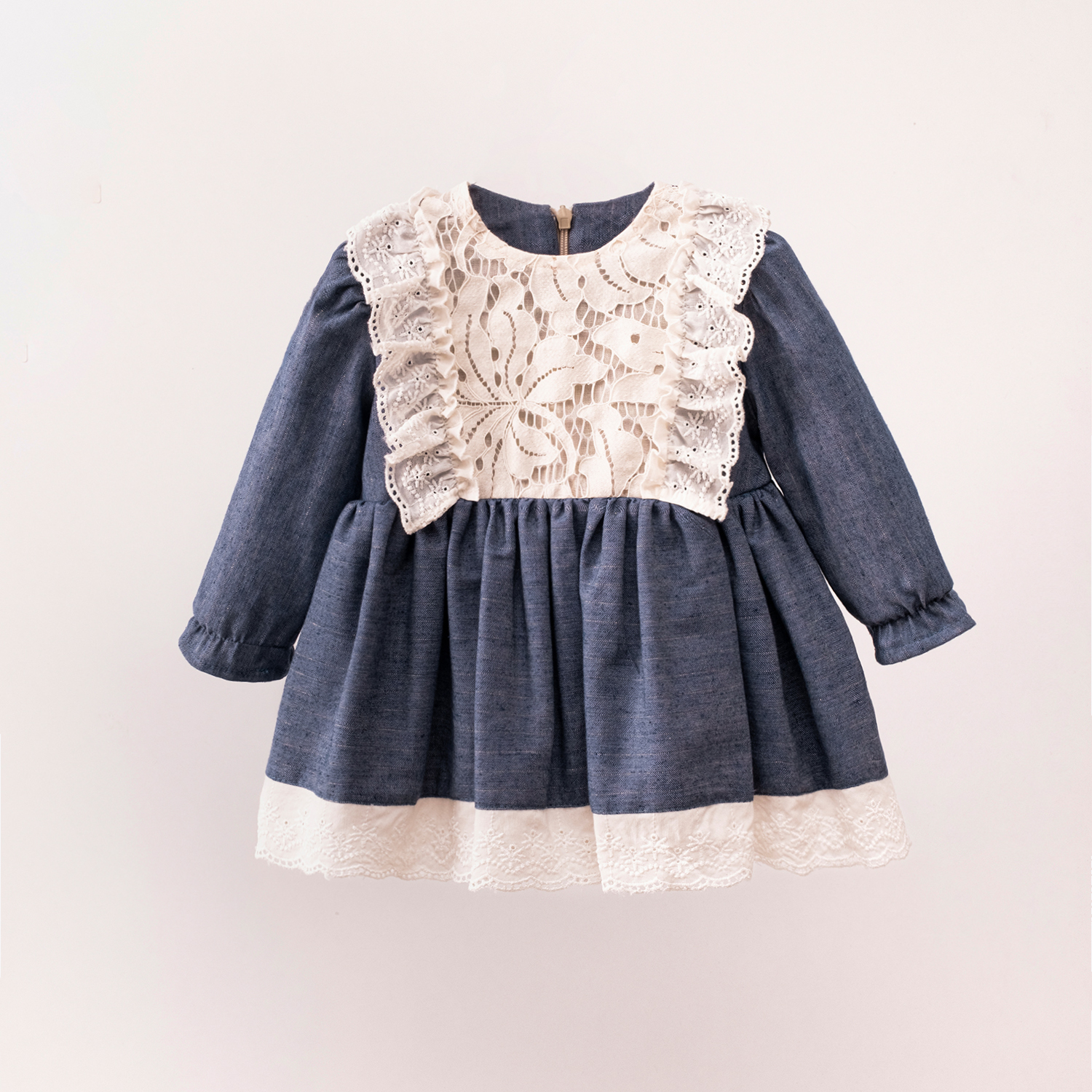 Mary&Joe Valery Taba ve Lacivert Kız Çocuk Elbisesi 9-12-18-24 Ay