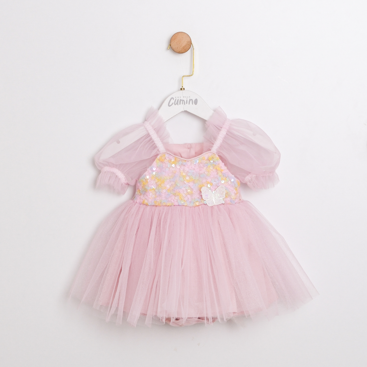 KELEBEK AKSESUARLI PULLU TÜLLÜ BEBEK ROMPER TULUM