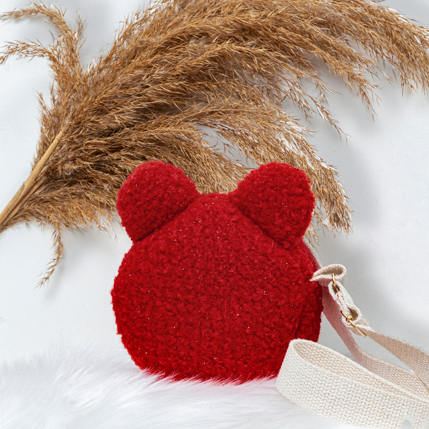 Cumino Kırmızı Pudra Pembe ve Bej Kız Yan Çanta 1-8 YAŞ