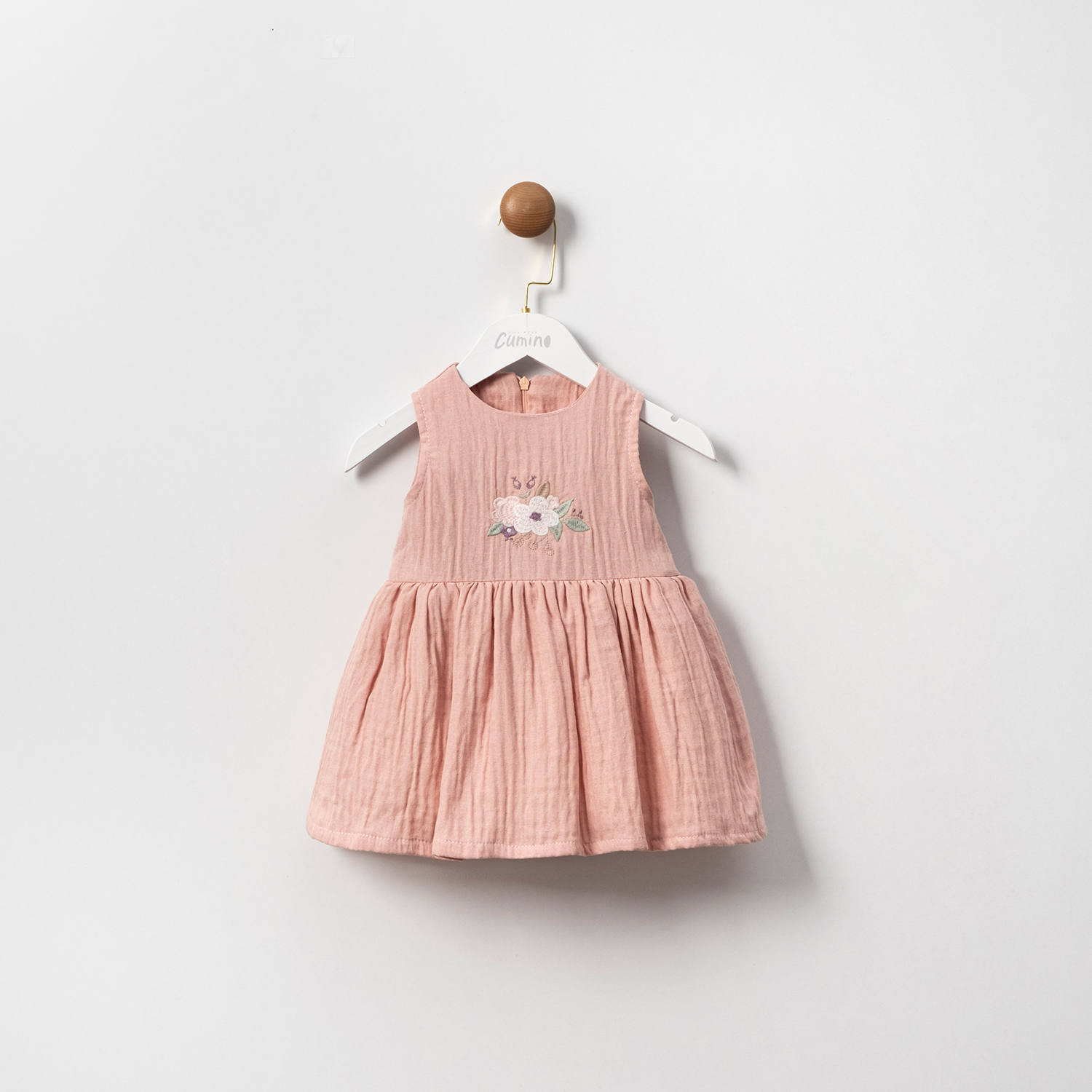 ÇİÇEK NAKIŞLI KIZ BEBEK ELBİSE